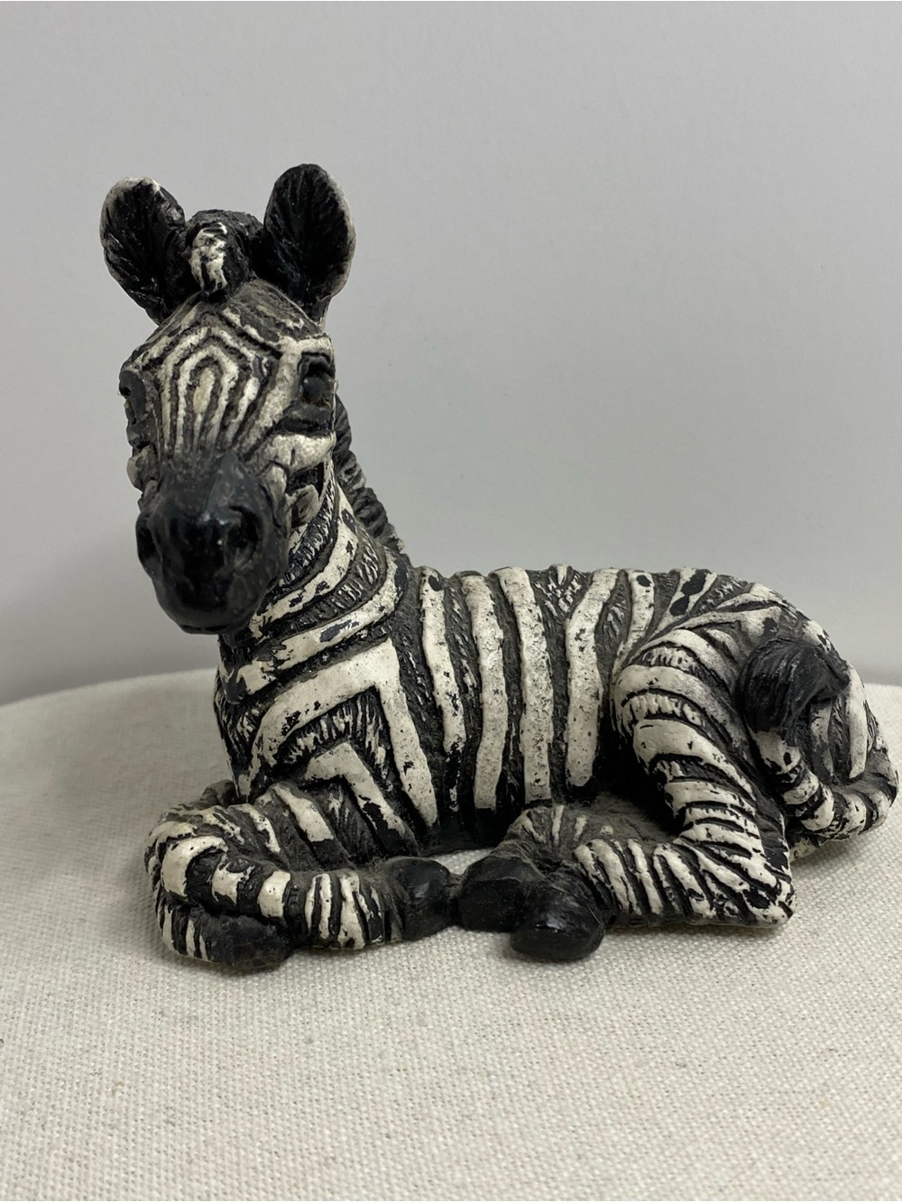 Vintage Stone Critters Zebra Figurine Reclining Sculpture Made in USA